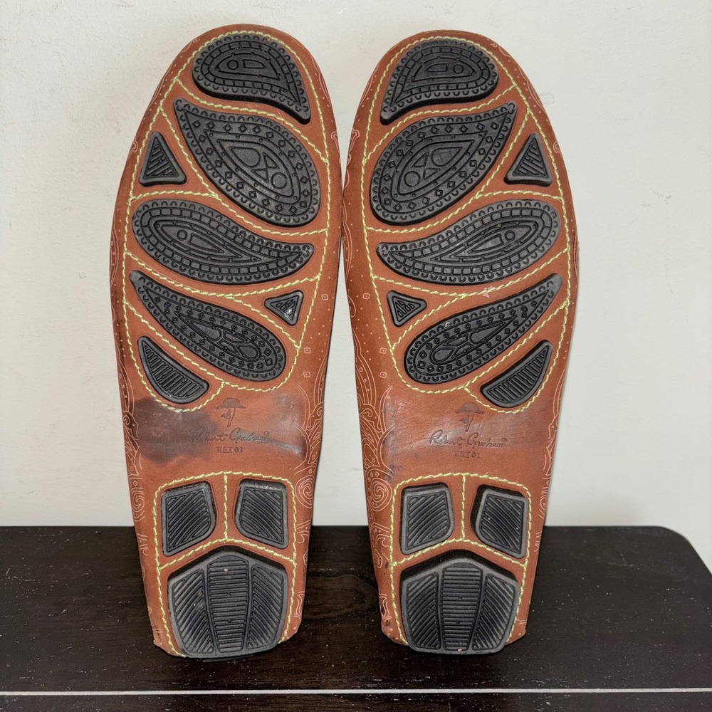 Robert Graham | Mens Size 9 | Brown Paisley Leather Driving Loafer Shoes - Picture 10 of 12